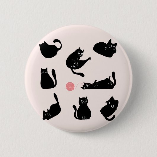 お馬鹿な黒猫 缶バッジ (正面)