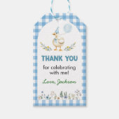 お馬鹿な goose 花柄 青い 誕生日 ありがとう ギフトタグ (正面)