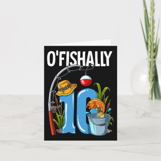 お魚おめでとう10歳の誕生日 釣りギフト カード (正面)