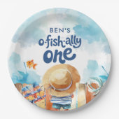 お魚さんと一緒にお誕生日1歳 ペーパープレート (正面)