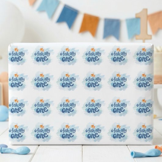 お魚さんと一緒にお誕生日1歳 ラッピングペーパー