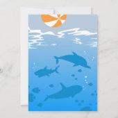 お魚さんと一緒に1歳の誕生日おめでとう！サメとクジラの男の子のパーティーだよ！ 招待状 (裏面)