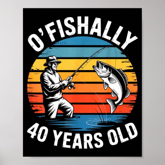 お魚さん的に40歳の面白い釣り40歳の誕生日 ポスター (正面)