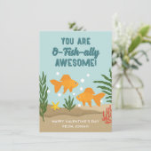 お魚だってバレンタインがすき！かわいい魚の教室用バレンタインカード シーズンカード (スタンド正面)