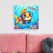 お魚のユーモア | かわいいアニメの子供部屋アート キャンバスプリント (インサイチュ (リビング))