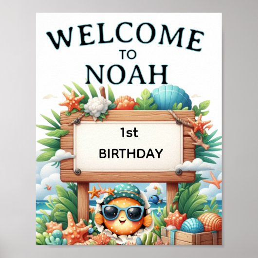 お魚デビュー１歳の誕生日パーティー ポスター (正面)
