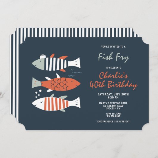 お魚パーティーのご案内 招待状 (正面/裏面)