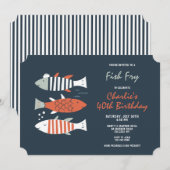 お魚パーティーの招待状 招待状 (正面/裏面)