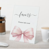 お favors の看板 ピンクの蝶結び 白 台座サイン (インサイチュ)