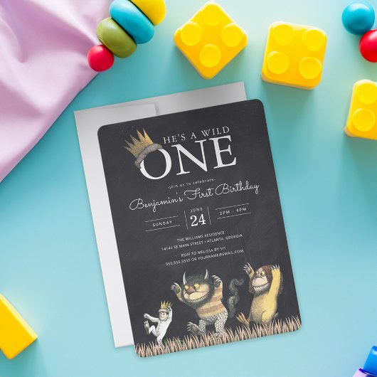 『かいじゅうたちの夜』チョークボード 1歳の誕生日 招待状