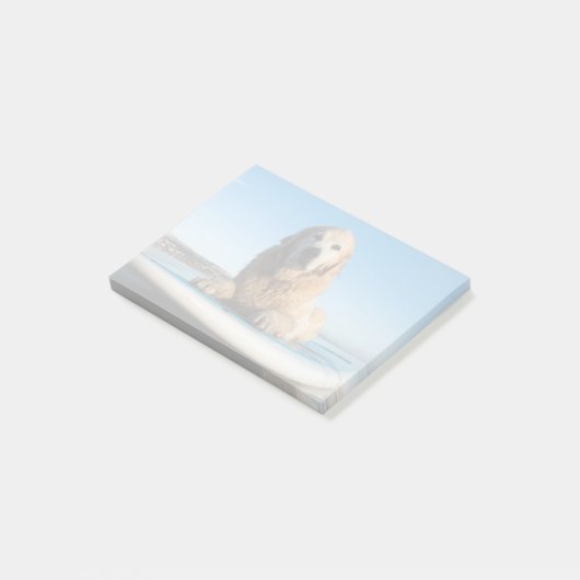 かい板に置いているゴールデン・リトリーバー犬 ポストイット (アングル)