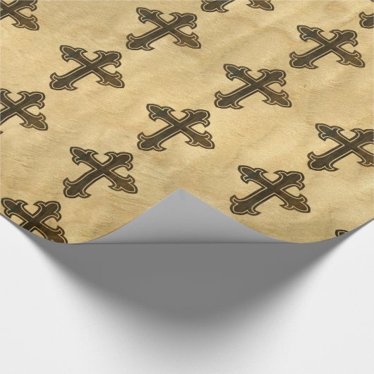 かえでの木のキリスト教の十字のフルーリのシタン ラッピングペーパー (角)