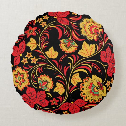 かえでの秋Hohloma ラウンドクッション (正面)