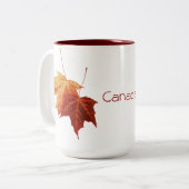 かえではカナダのマグを去ります ツートーンマグカップ (正面左)