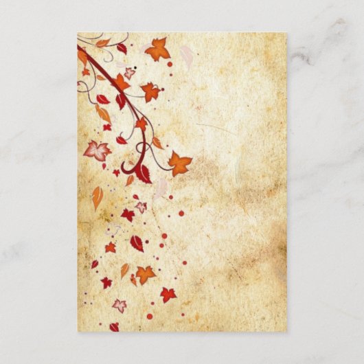 かえではヴィンテージの秋の結婚式の調節を去ります エンクロージャーカード (裏面)