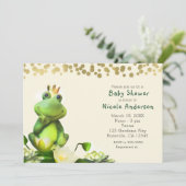 かえるの王子様 緑と金色のベビーシャワー 招待状 (スタンド正面)