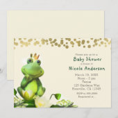 かえるの王子様 緑と金色のベビーシャワー 招待状 (正面/裏面)