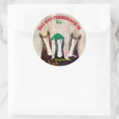 ~かおもしろいら西クリスマスの田舎馬 ラウンドシール (バッグ)