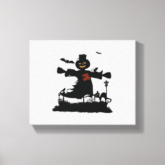 かかしと面白いハロウィーンデザイン キャンバスプリント (正面)