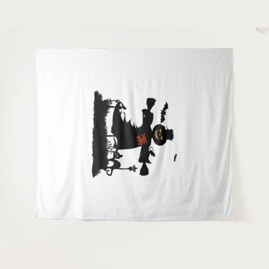 かかしと面白いハロウィーンデザイン タペストリー (正面(横))
