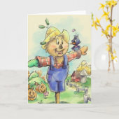 かかしと鳥の友達のグリーティングカード カード (黄色い花)