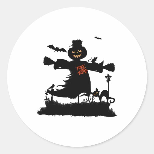 かかしのかわいいハロウィンデザイン ラウンドシール (正面)