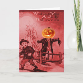 かかしのハロウィーンのカボチャのちょうちんのカボチャ カード