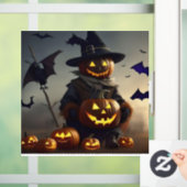 かかしの窓が引っかかっている。ハロウィーンの装飾 ウィンドウサイン (ホーム)