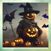 かかしの窓が引っかかっている。ハロウィーンの装飾 ウィンドウサイン (シート3)