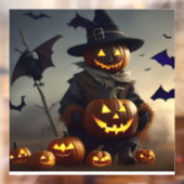 かかしの窓が引っかかっている。ハロウィーンの装飾 ウィンドウサイン (シート2)