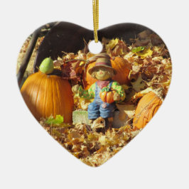 かかしはカボチャの玉座に王さま セラミックオーナメント