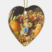 かかしはカボチャの玉座に王さま セラミックオーナメント (左)