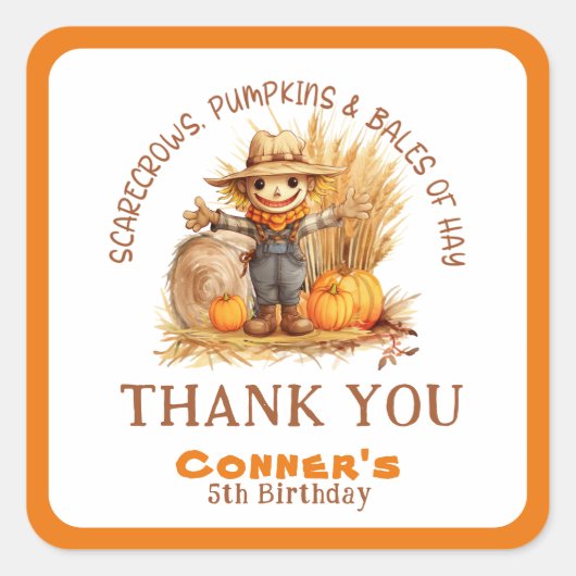 かかしカボチャ&ヘイ誕生日のバリモダンー スクエアシール (正面)