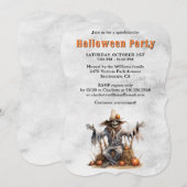 かかしスケルトンカボチャのハロウィンパーティー 招待状 (正面/裏面)