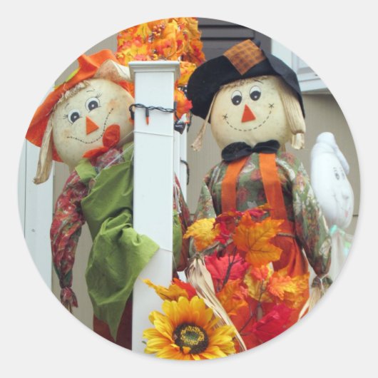 かかしステッカー ラウンドシール (正面)