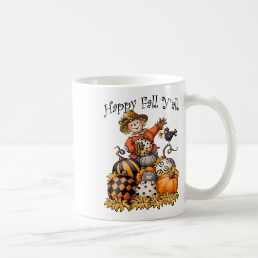 かかしハッピー秋Y'allかぼちゃ感謝祭ハ コーヒーマグカップ (右)