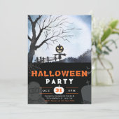 かかし付き/ジャック – O'ランタンヘッドブラックハロウィーン 招待状 (スタンド正面)