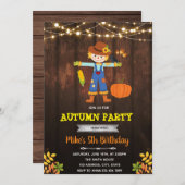 かかし少年がテーマの感謝祭 秋 オータム 招待状 (正面/裏面)