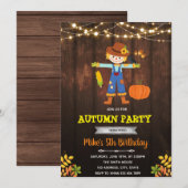 かかし少年感謝祭秋のテーマ 招待状 (正面/裏面)