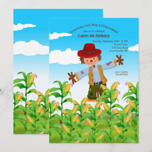 かかし秋誕生日 招待状 (正面/裏面)