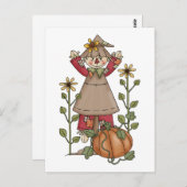 かかし1かぼちゃ秋ひまわり ポストカード (正面/裏面)