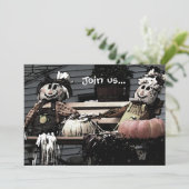 かかし とうもろこし 秋の絵 招待状 (スタンド正面)