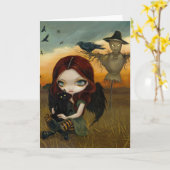 "かかし"の挨拶状 カード (黄色い花)