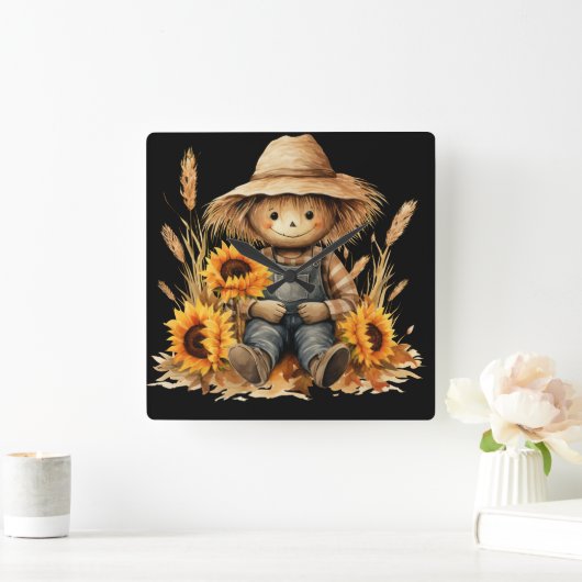 かかし スクエア壁時計 (ホーム)