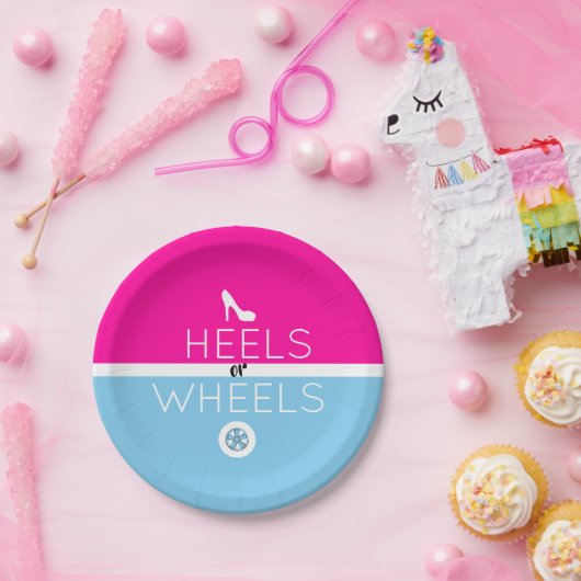 かかとか車輪|Pinkおよび青い性は明らかにします ペーパープレート (パーティー)