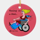 かかとの切断患者のオーナメントの車椅子の女の子 セラミックオーナメント (正面)