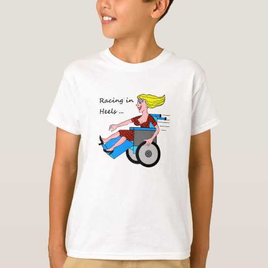 かかとの車椅子の女の子 Tシャツ (正面)