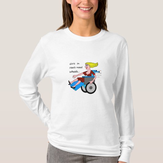 かかとの車椅子の女の子 Tシャツ (正面)
