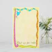 かかとの黄色い文房具をキック 便箋 (スタンド正面)