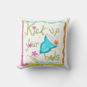 かかとを蹴る飲み物whimsy白い枕 クッション (正面)